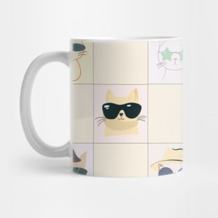 Check Meowt - Cat Check Board Pattern - Cat Checkers - Minimalistic Mug